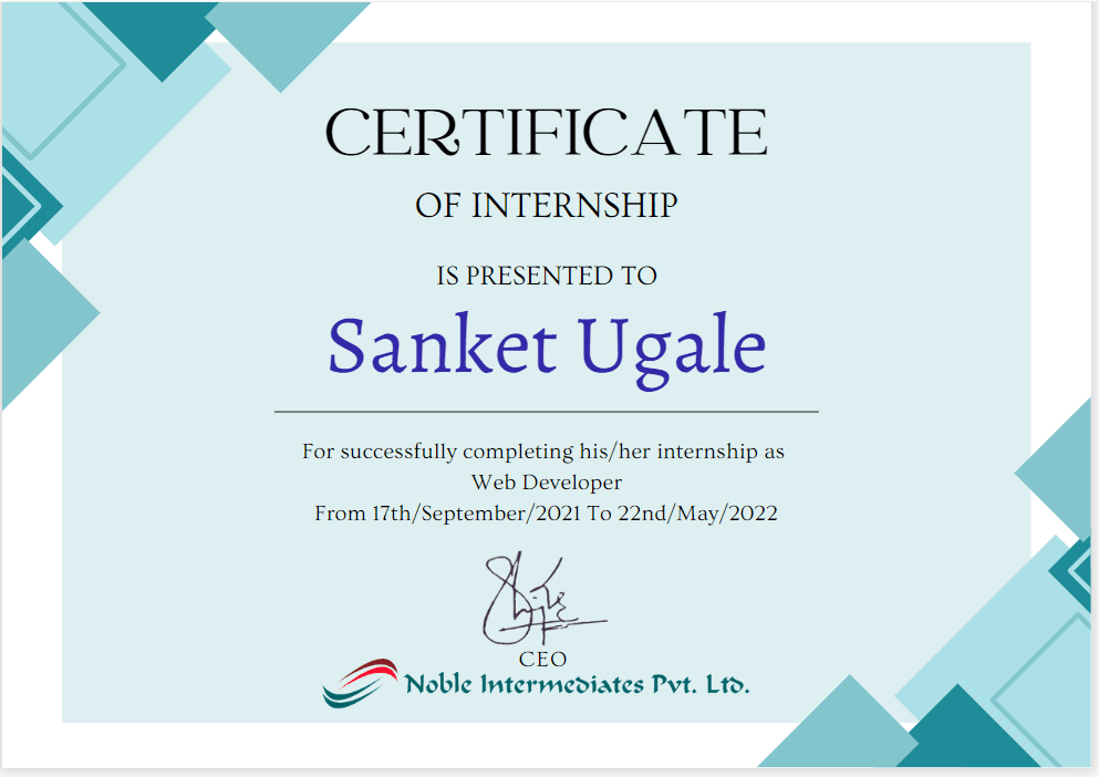 Internship Certificate